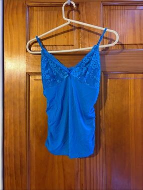 SHEIN Blue Lace Trim Spaghetti Strap Cami Top